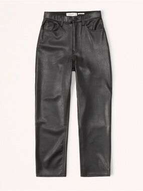 NWT A&F Ankle Straight Ultra High Rise Vegan Leather Pant Black 30 SHORT
